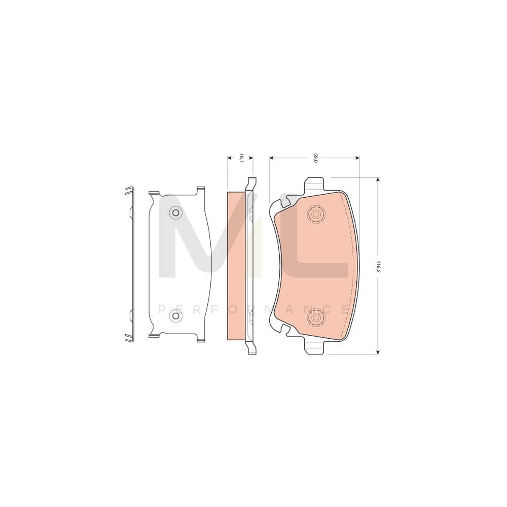 TRW Gdb1661 Brake Pad Set Not Prepared For Wear Indicator, With Brake Caliper Screws, With Accessories