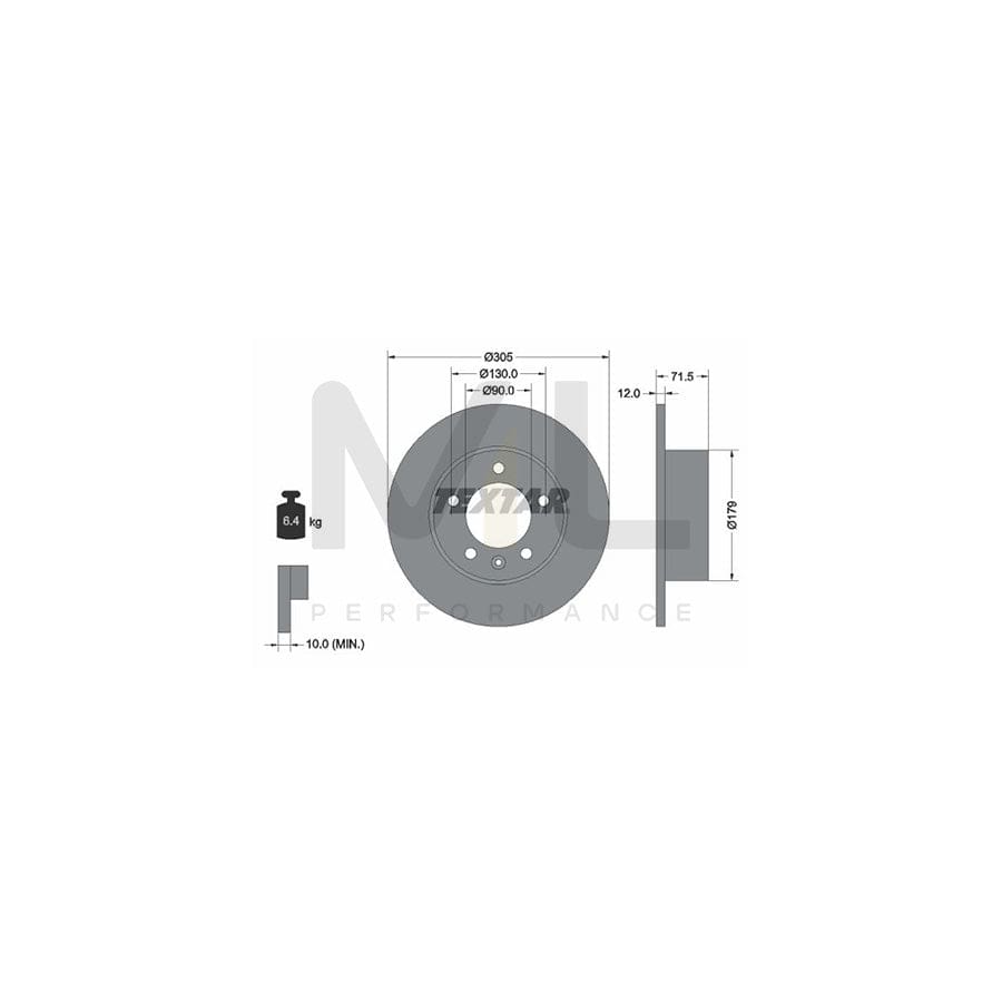 TEXTAR 92228700 Brake Disc Solid, without wheel hub, without wheel studs - 1 piece