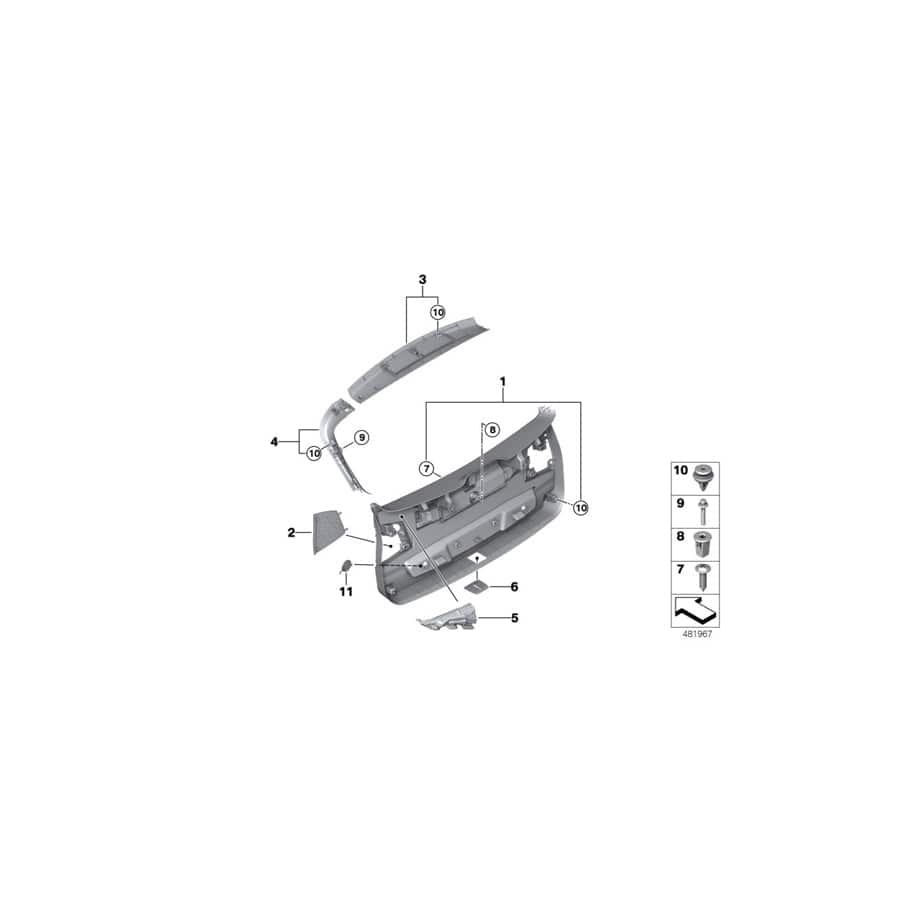 Genuine BMW 51497407222 F48 Right Panel Tail Lid EVERESTGRAU (Inc. X1 18dX, X1 16d & X1 20d)