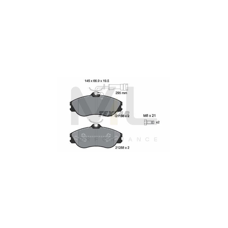 TEXTAR 2113802 Brake pad set with integrated wear warning contact, with brake caliper screws