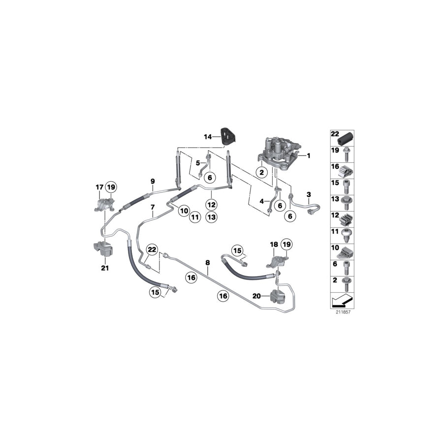 Genuine BMW 37136775212 F13 F11 Pressure Line, Valve Block (Inc. 550iX 4.0, 730Ld & 750i)