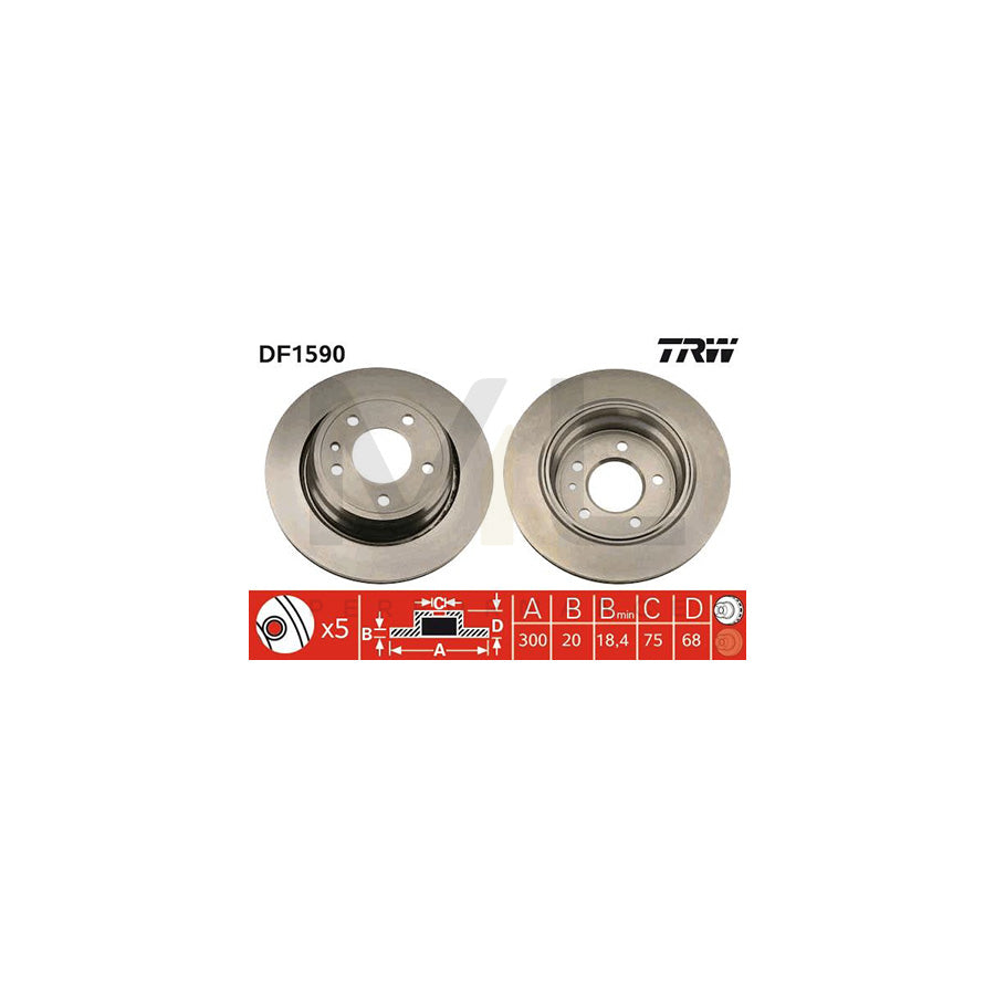 TRW DF1590 Brake Disc for BMW 7 (E32) Vented - 1 piece