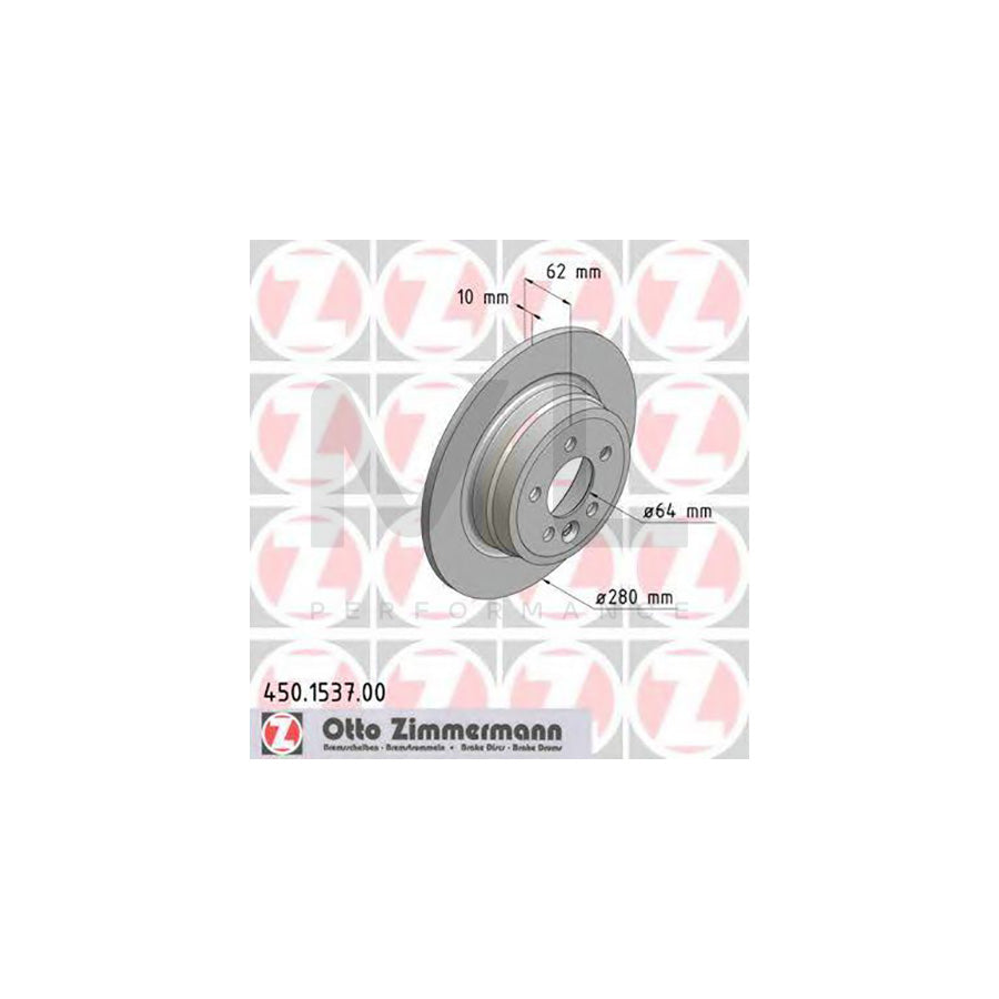 ZIMMERMANN 450.1537.00 Brake Disc Solid, High-carbon - 1 piece