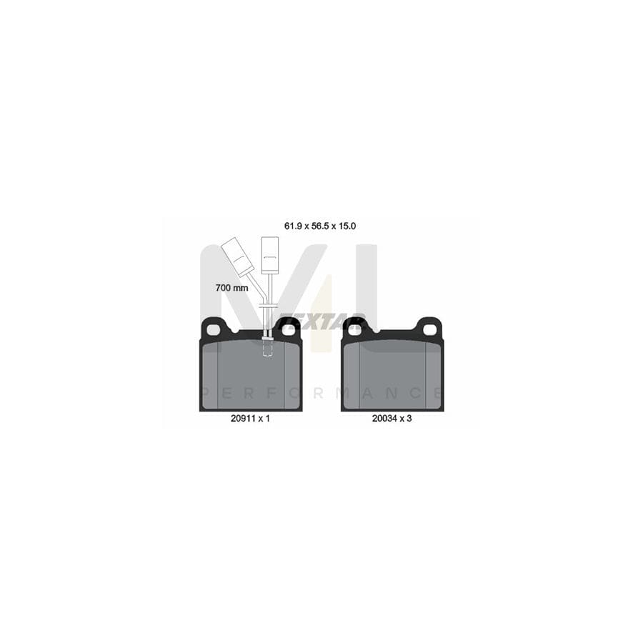 TEXTAR 2091101 Brake pad set with integrated wear warning contact