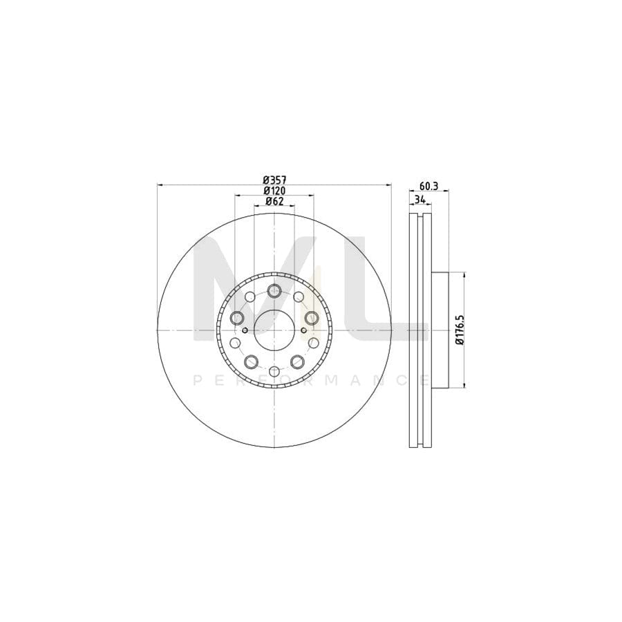 TEXTAR PRO 92224203 Brake Disc for LEXUS LS IV (XF40) Externally Vented, Coated, without wheel hub, without wheel studs