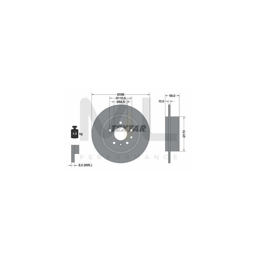 TEXTAR 92100200 Brake Disc for SAAB 9-5 Solid, without wheel hub, without wheel studs - 1 piece
