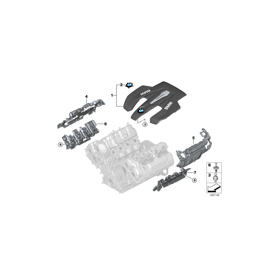 Genuine BMW 11149454132 G06 G12 G30 Cover, Acoustic, Engine Block Zyl. 1-4 (Inc. M850iX, Alpina B7 & X6 M50iX)
