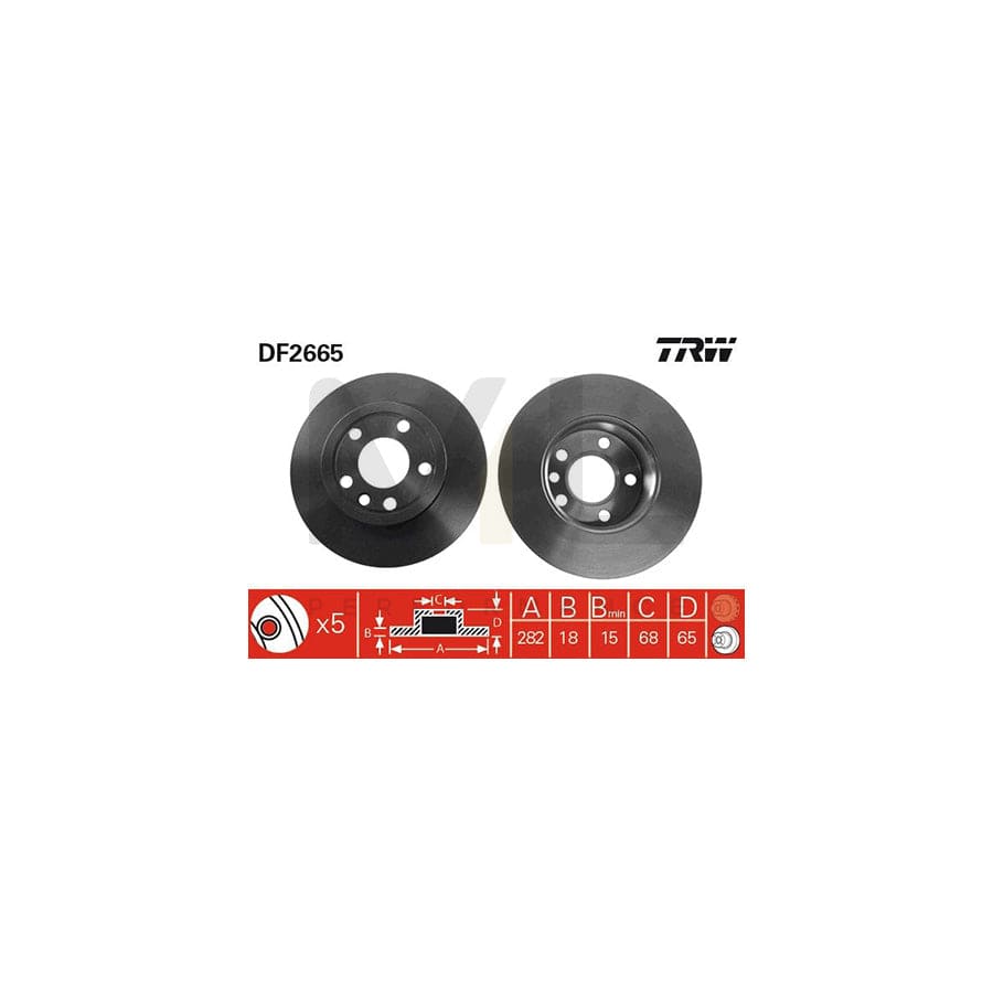 TRW DF2665 Brake Disc Solid, Painted - 1 piece