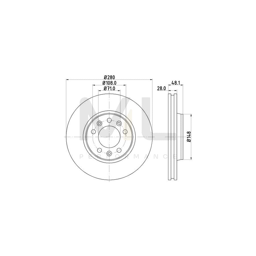 HELLA 8DD 355 113-661 Brake Disc Internally Vented, without wheel hub, without wheel studs | ML Performance Car Parts