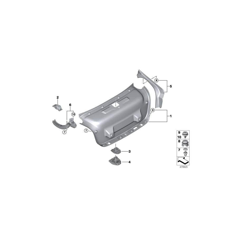 Genuine BMW 51497383562 F90 G30 Trim Cover, Hinge, Trunk Lid, Left (Inc. 518d, 540iX & 530e)