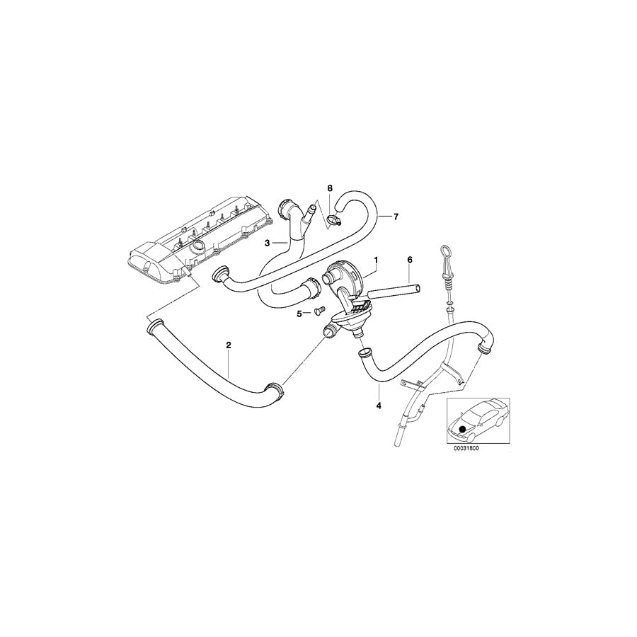 Genuine BMW 11151437642 E38 Vent Hose (Inc. 728i & 728iL)