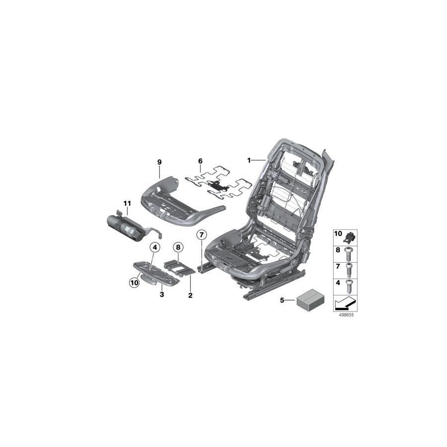 Genuine BMW 52107351859 F12 F13 Seat Mech. Assembly, Comfort Seat, Left (Inc. 640dX, 650i & 640i)