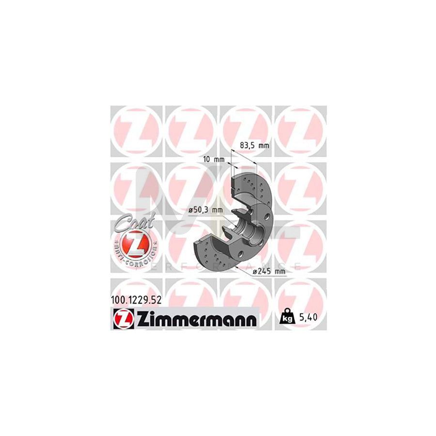 ZIMMERMANN SPORT COAT Z 100.1229.52 Brake Disc for AUDI A4 Perforated, Solid, Coated - 1 piece