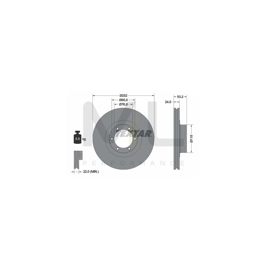 TEXTAR 92017200 Brake Disc Internally Vented, without wheel hub, without wheel studs - 1 piece