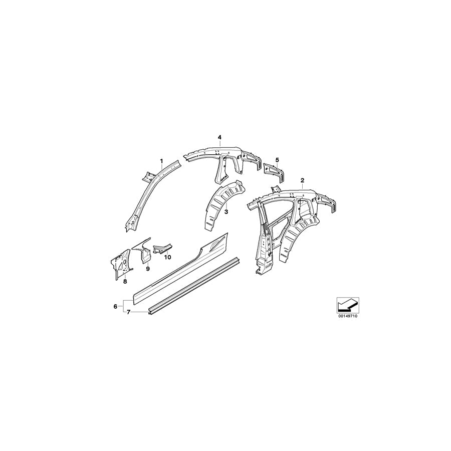 Genuine BMW 41007168962 E92 C-Pillar Reinforcement, Right (Inc. 325d, 328i & 335i)