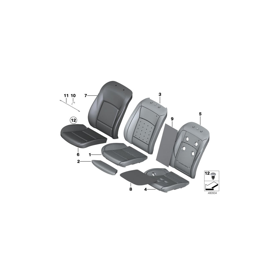 Genuine BMW 52107349915 F10 F07 F11 Cover, Base Backrest Nappa Leather, Left LZEO,LZET,LZEU (Inc. 535iX, 520i & 530dX)