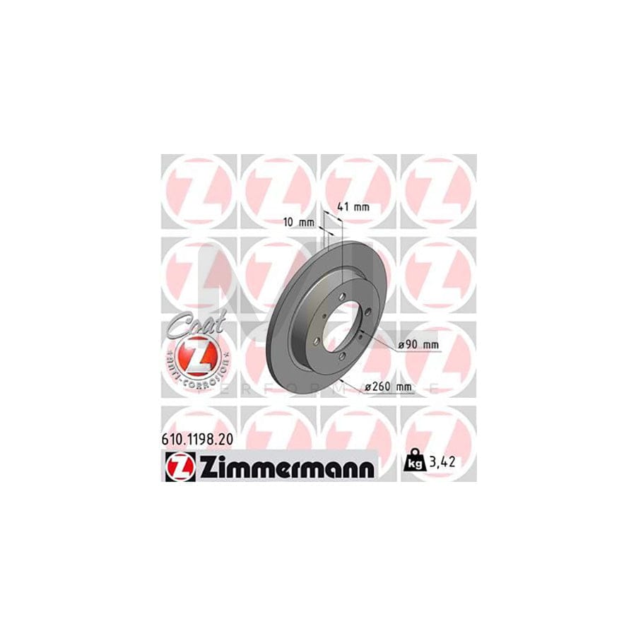 ZIMMERMANN COAT Z 610.1198.20 Brake Disc Solid, Coated - 1 piece