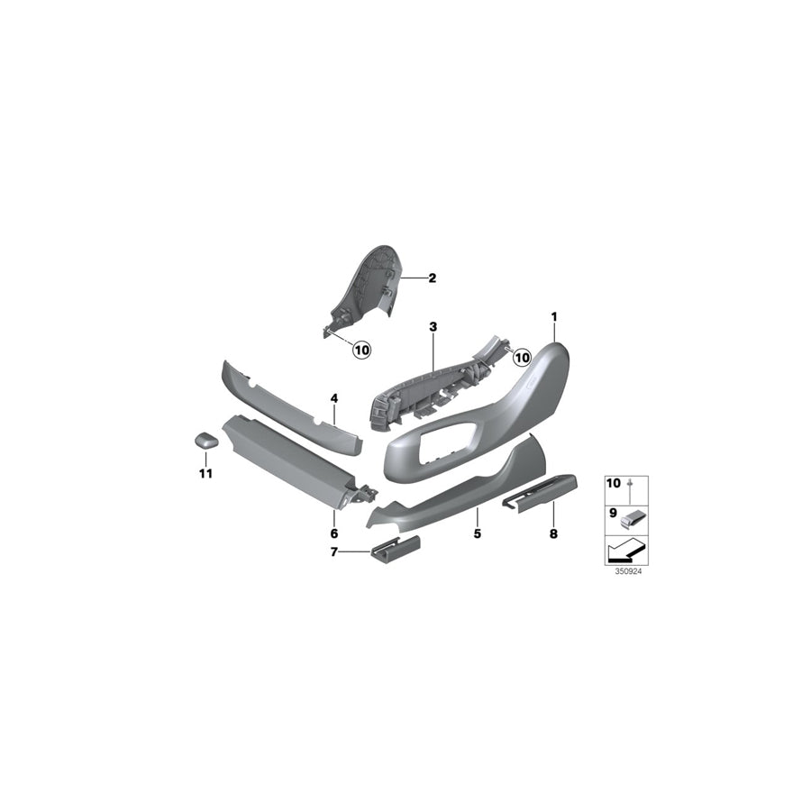 Genuine BMW 52107340338 F03 F11 F02 Cover, Seat Rail, Front Right VENETOBEIGE (Inc. Hybrid 7, 750LiX & 730Li)