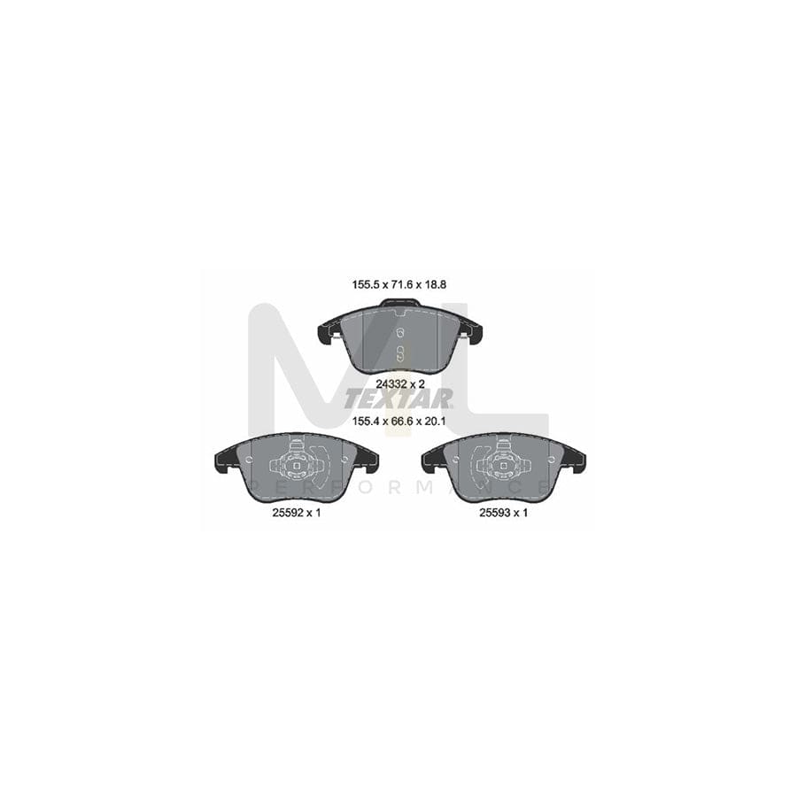 TEXTAR 2433205 Brake pad set for FORD MONDEO not prepared for wear indicator