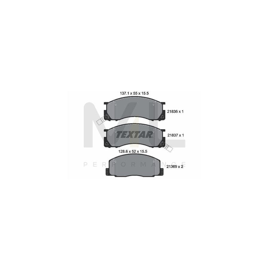 TEXTAR 2183601 Brake pad set with acoustic wear warning