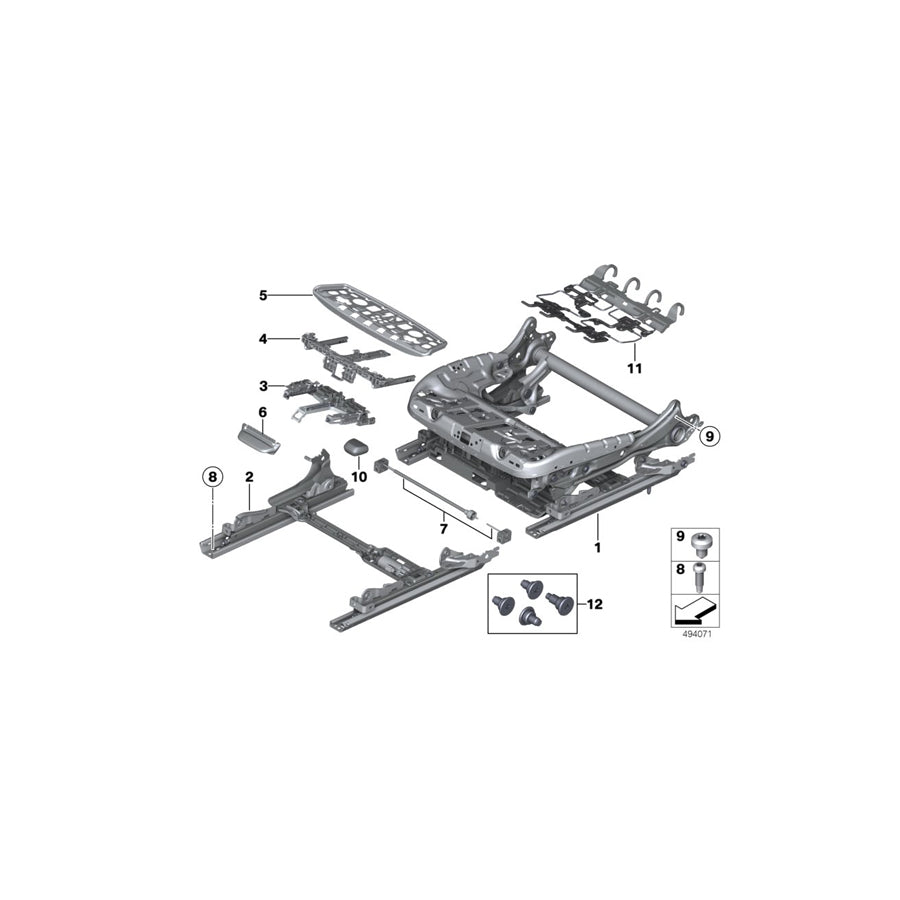 Genuine BMW 52107329941 F16 F07 Seat Frame, Comfort Seat, Left (Inc. 528i, 760LiS & 740Li)