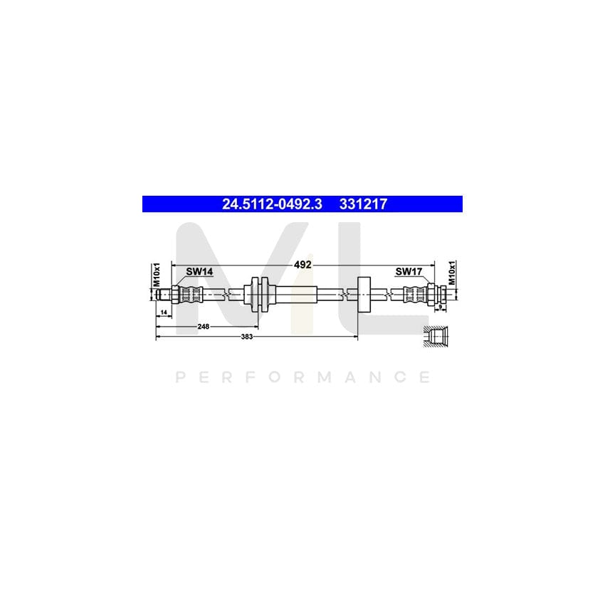 ATE 24.5112-0492.3 Brake Hose 492mm, M10x1