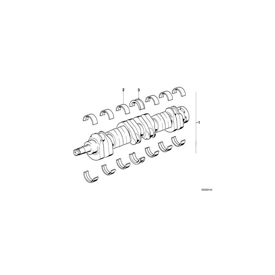 Genuine BMW 11211255212 E23 E28 E12 At-Crankshaft With Bearing Shells (Inc. 2500, 728iS & 525i)