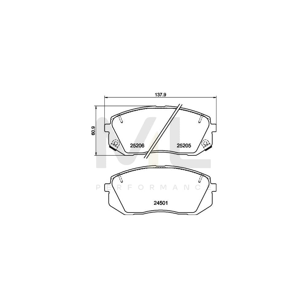 Hella 8DB 355 025-981 Brake Pad Set With Acoustic Wear Warning, With Accessories | ML Performance Car Parts
