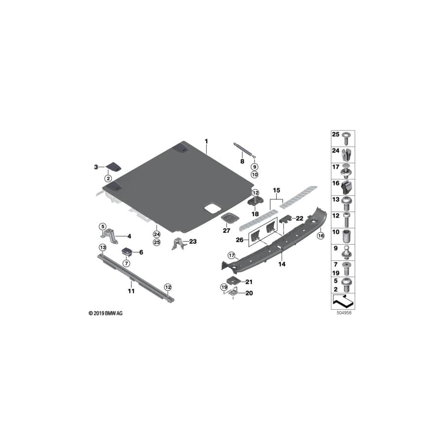 Genuine BMW 51477463441 Bracket For Rear Left Lashing Eye (Inc. X4 M, X4 30iX & X4 M40dX)