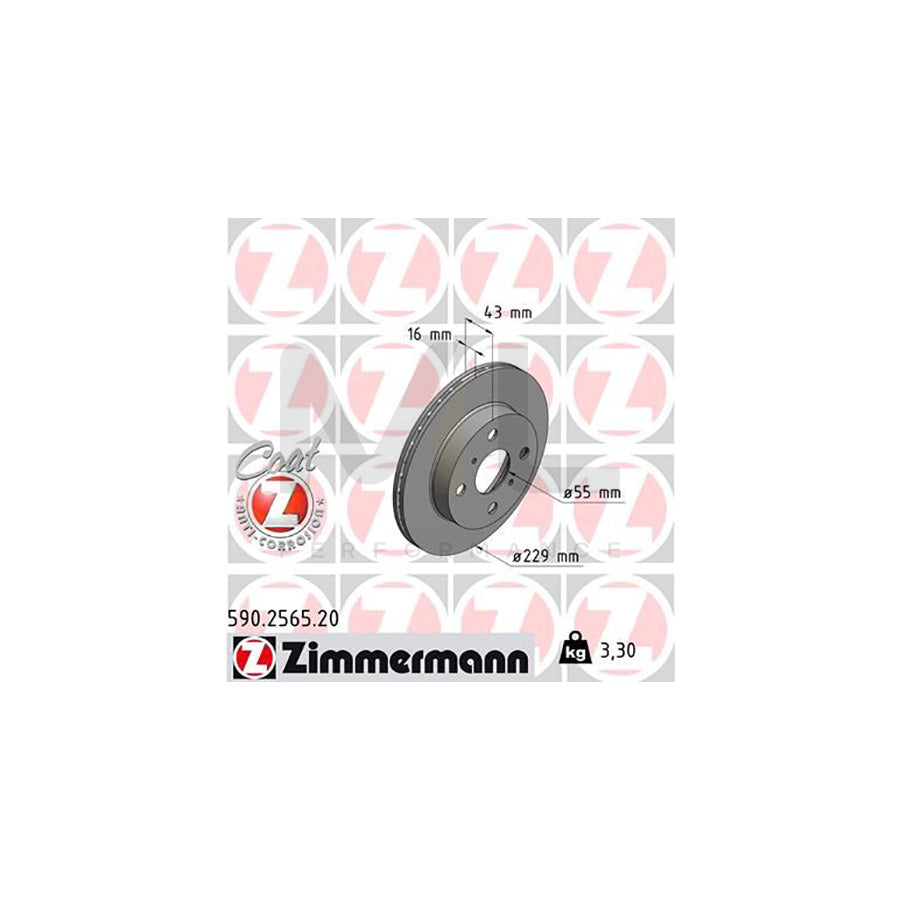 ZIMMERMANN COAT Z 590.2565.20 Brake Disc for TOYOTA STARLET Internally Vented, Coated - 1 piece