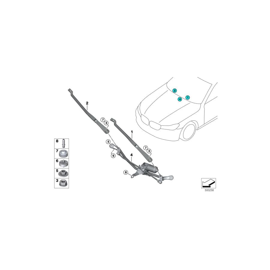 Genuine BMW 61619463860 G12 F90 G14 Wiper Arm, Driver's Side (Inc. 840i, 750Li & 725Ld)