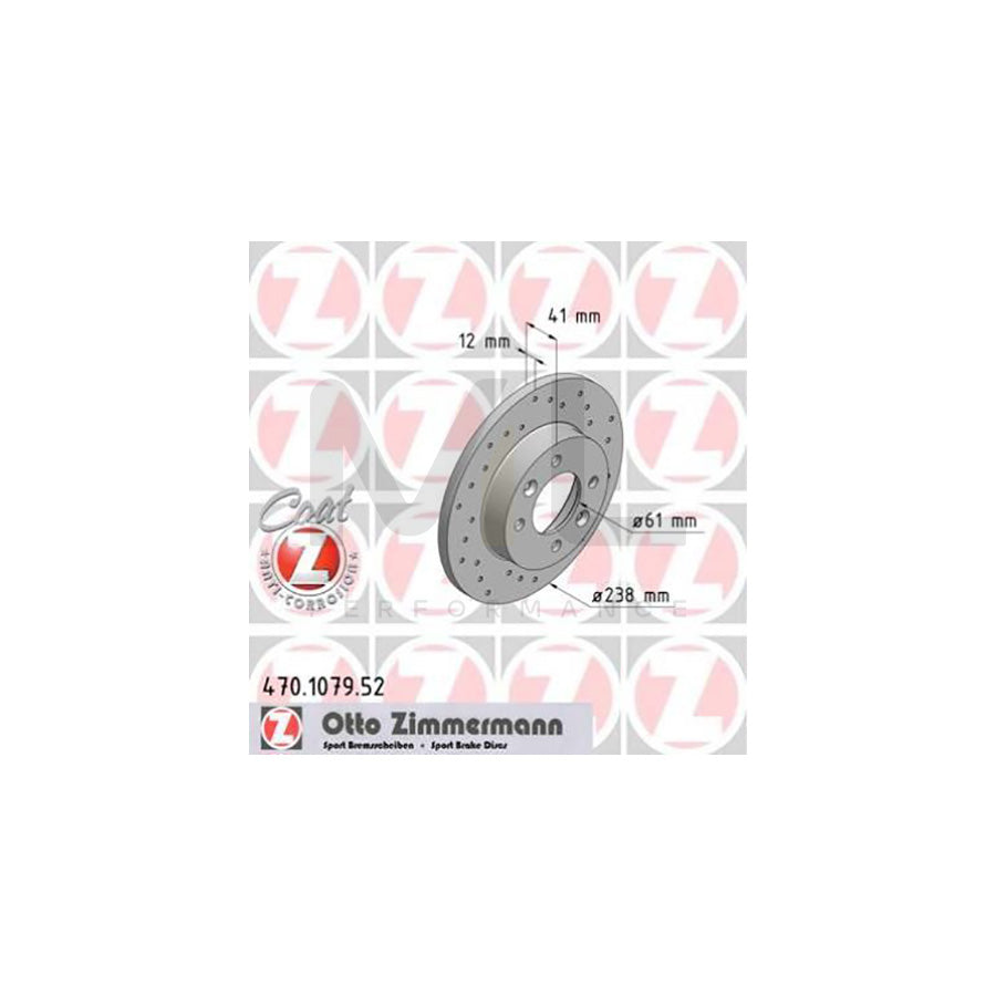 ZIMMERMANN SPORT COAT Z 470.1079.52 Brake Disc Perforated, Solid, Coated - 1 piece