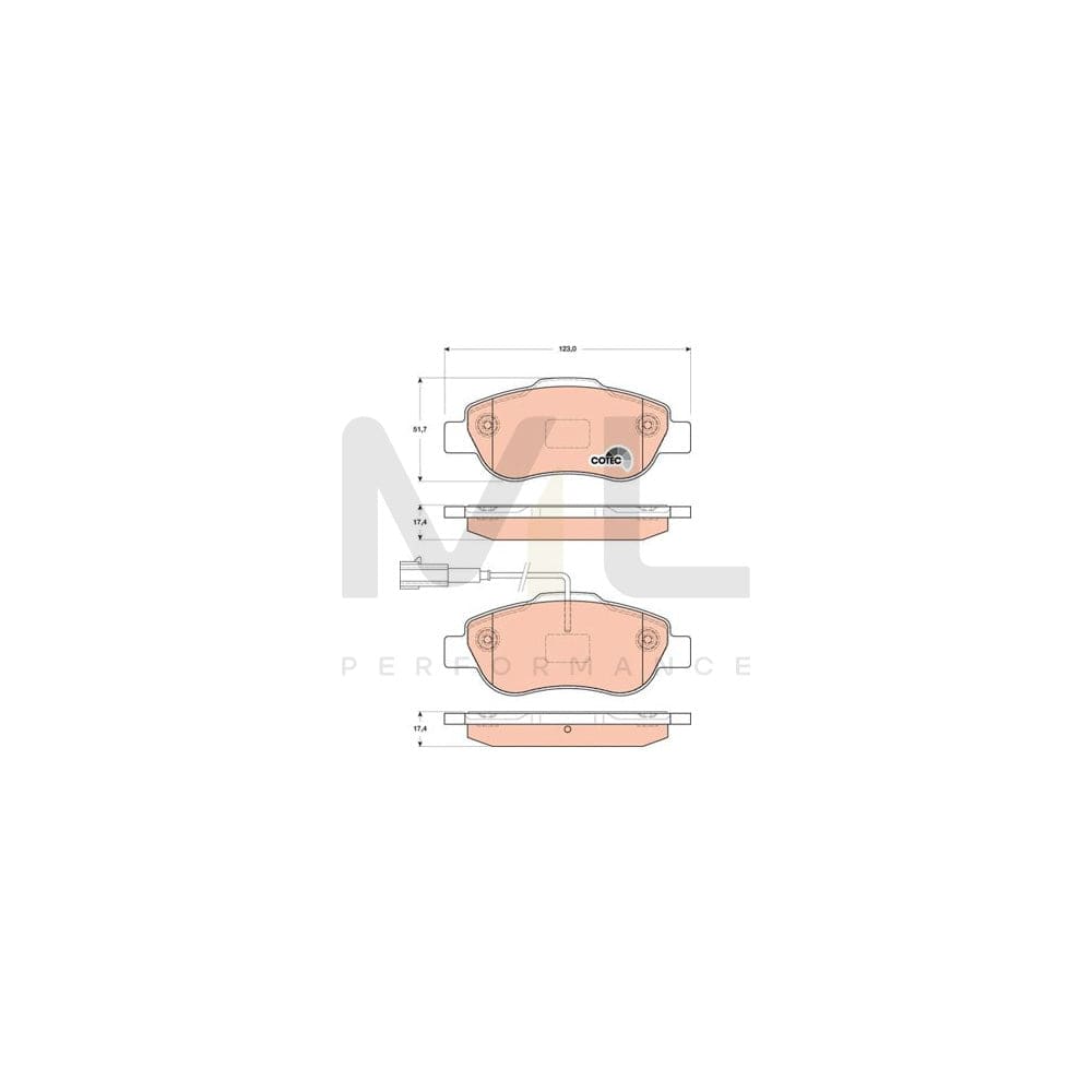 TRW Cotec Gdb1746 Brake Pad Set Incl. Wear Warning Contact, With Brake Caliper Screws, With Accessories