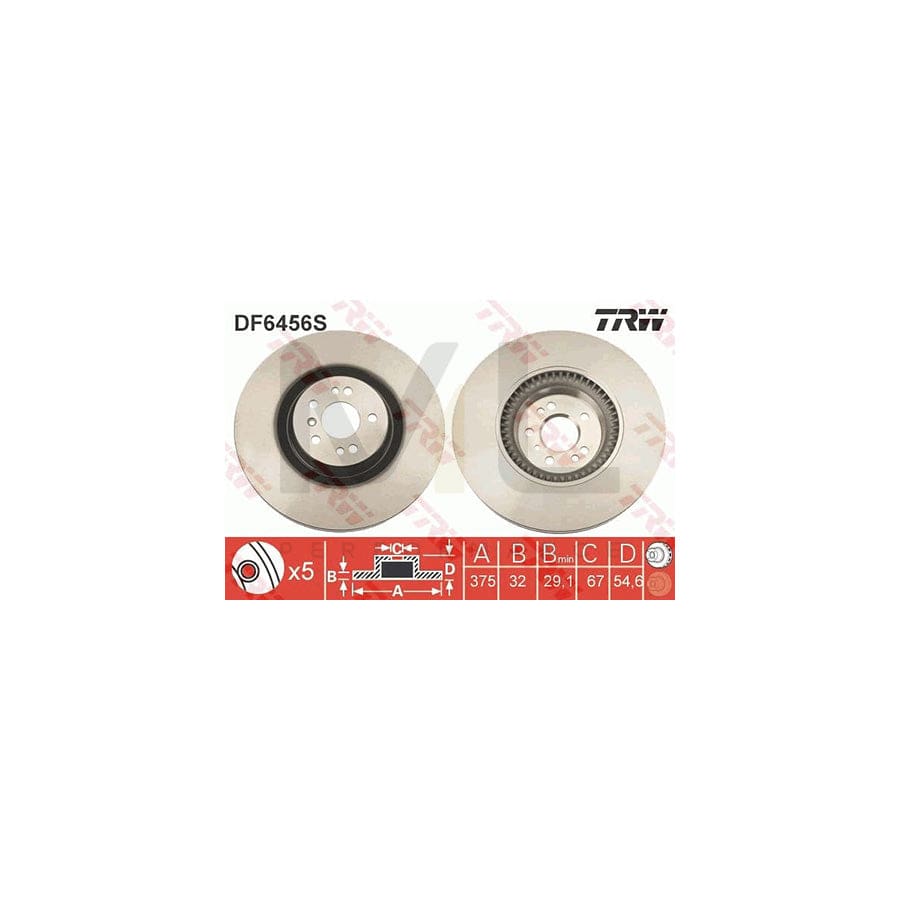 TRW DF6456S Brake Disc Vented, Painted - 1 piece