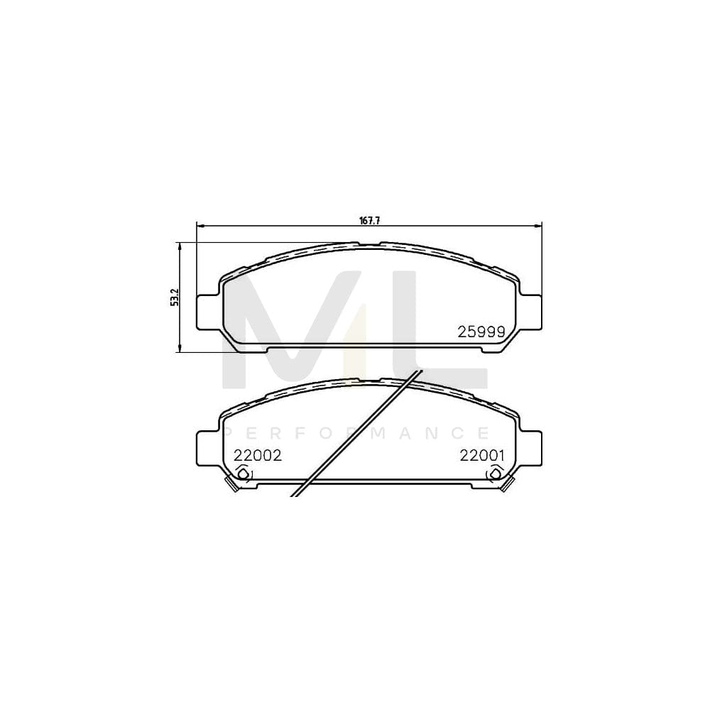 Hella 8DB 355 021-821 Brake Pad Set For Toyota Venza (_V1_) With Acoustic Wear Warning | ML Performance Car Parts