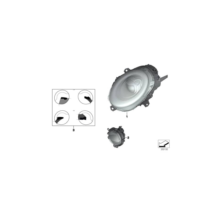 Genuine BMW 63117298267 F55 F56 Headlight Left, Turn Indicator Yellow (Inc. Cooper & Cooper S)