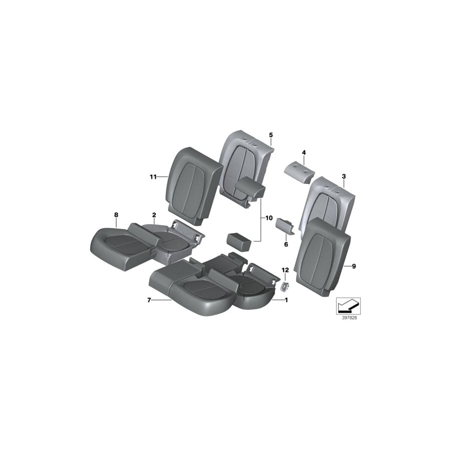 Genuine BMW 52207411971 F39 F45 Cover Backrest, Leather MOCCA (Inc. 220i, 225xe & X2 20d)
