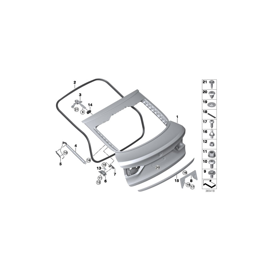 Genuine BMW 41007387532 Right Trunk Lid Hinge (Inc. X6 35iX, X6 50iX 4.0 & X6 M50dX)