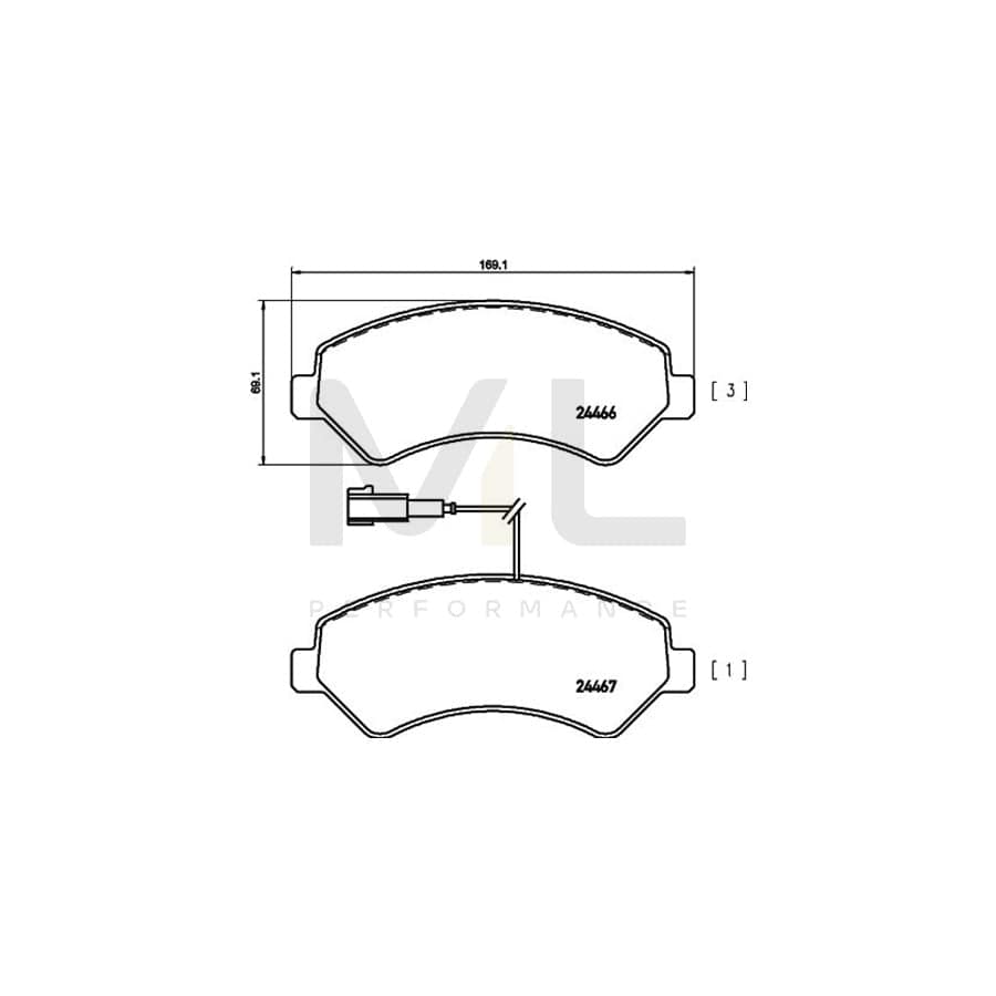 TEXTAR 2446602 Brake pad set with integrated wear warning contact