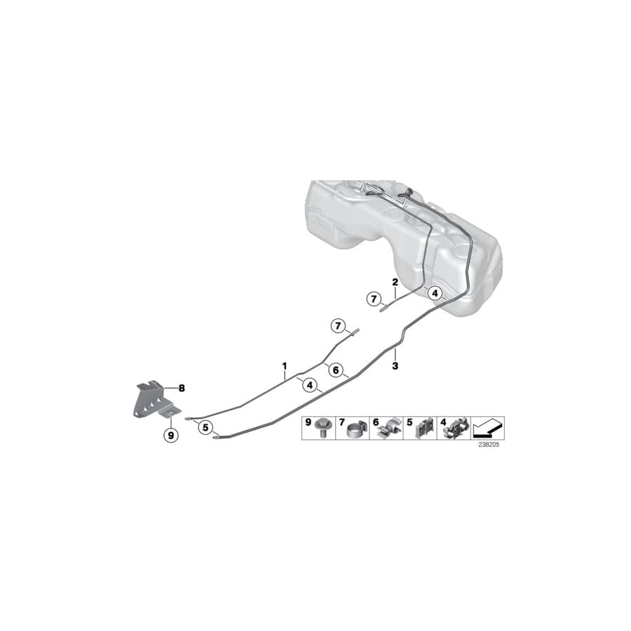 Genuine BMW 16117216539 F25 F26 Rear Fuel Feed Line (Inc. X3 35dX, X4 35dX & X4 20dX)