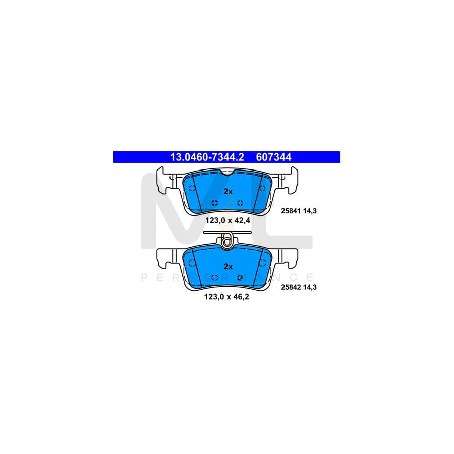ATE 13.0460-7344.2 Brake pad set for FORD FIESTA excl. wear warning contact, not prepared for wear indicator