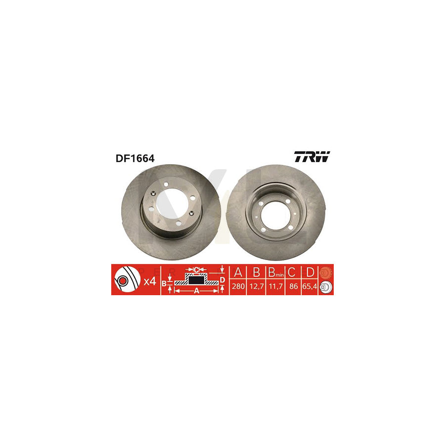 TRW DF1664 Brake Disc Solid - 1 piece