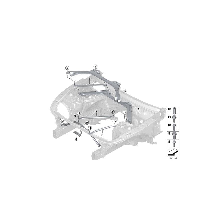 Genuine BMW 51617407776 G30 Strut Brace Bulkhead Right (Inc. 520d ed, 530iX & 520i)