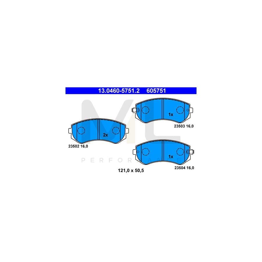 ATE 13.0460-5751.2 Brake pad set for NISSAN PATROL with acoustic wear warning