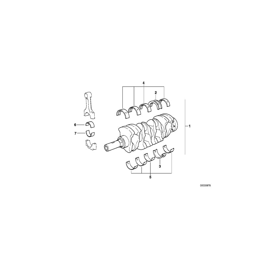 Genuine BMW 11211705838 E85 E60 E46 Guide-Bearing Shell Yellow 59,50mm(+0,50) (Inc. 728iL, X5 3.0d & 528i)