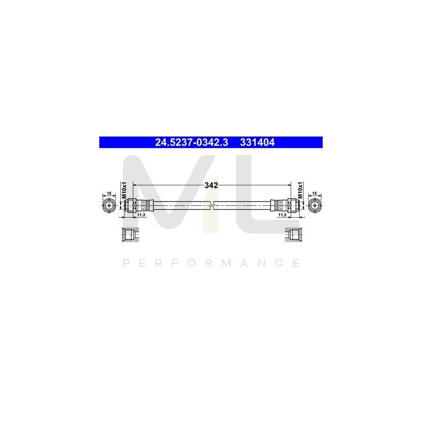 ATE 24.5237-0342.3 Brake Hose suitable for MERCEDES-BENZ A-Class (W168) 342mm