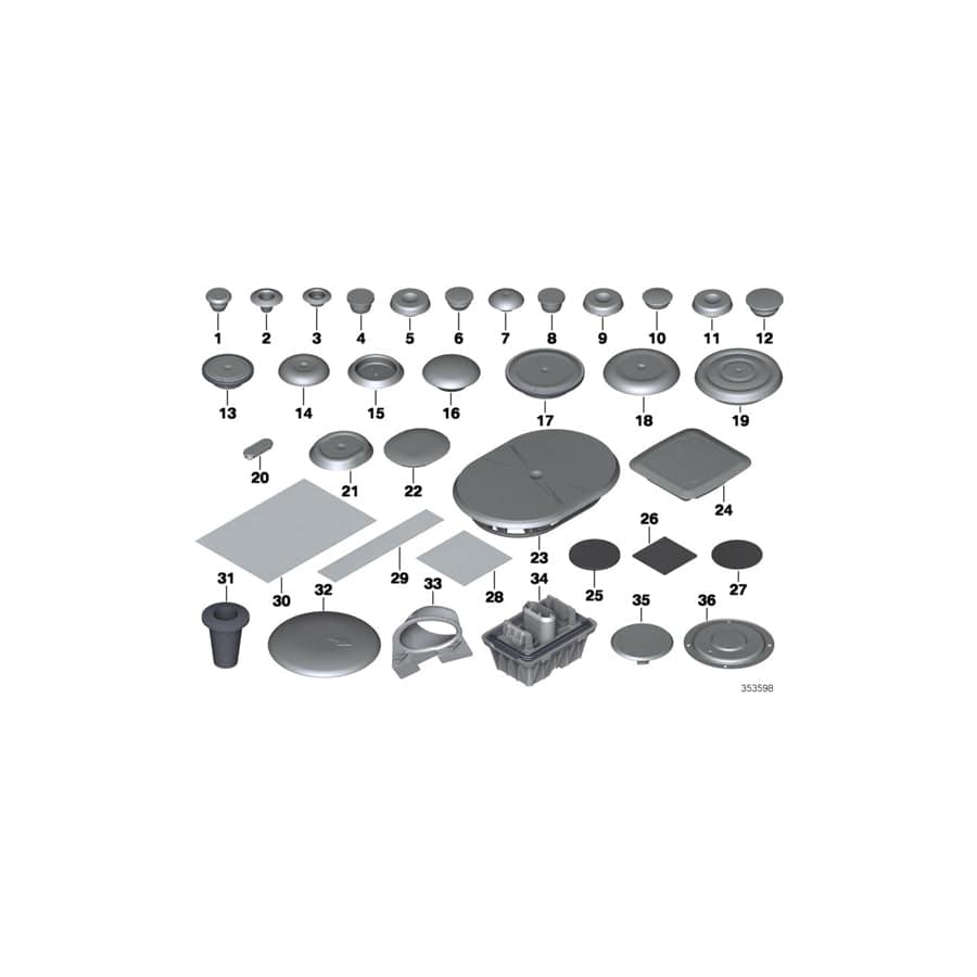 Genuine BMW 41007140848 R56 RR5 E24 Paint Plugs With Hot-Melt Adhesive Ring D=20mm (Inc. X3 28i, M3 & 728iS)