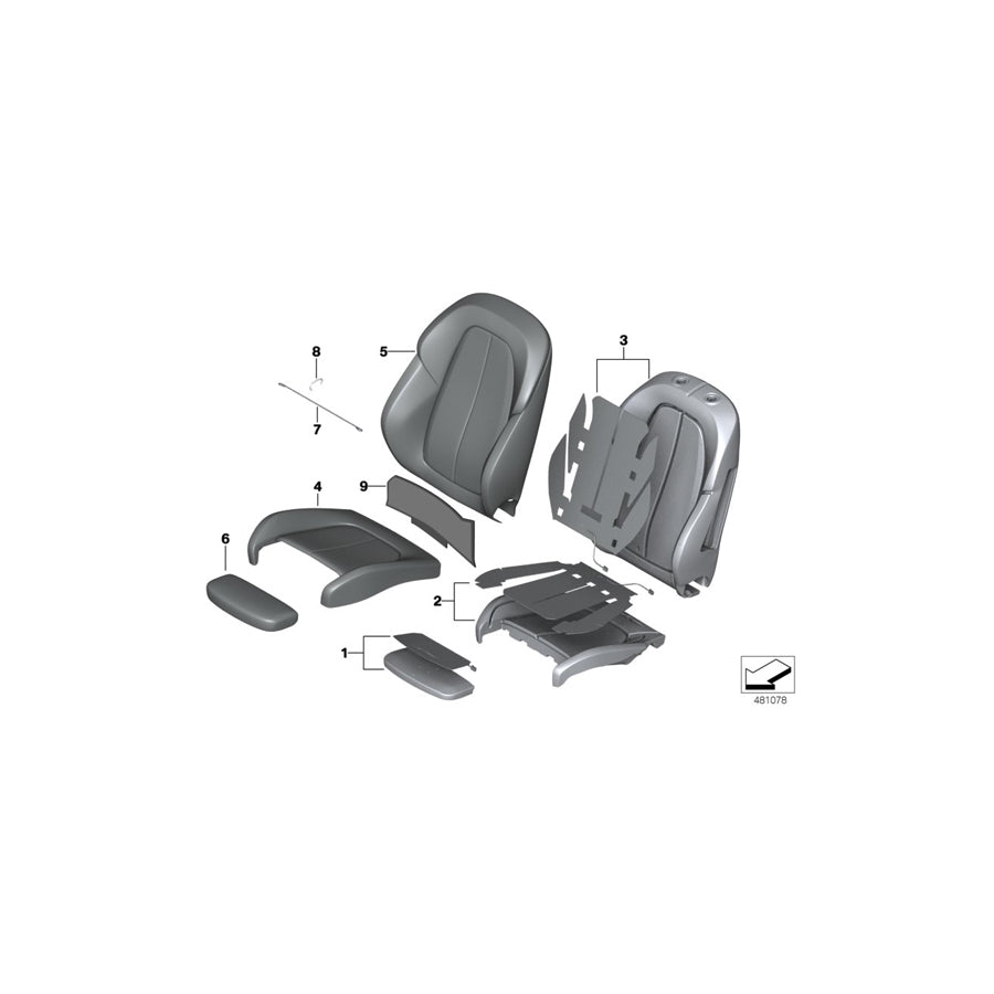 Genuine BMW 52107374869 F45 F46 F39 Leather Cover Sport Backrest Left SCHWARZ (Inc. 218d, 225i & X2 18dX)
