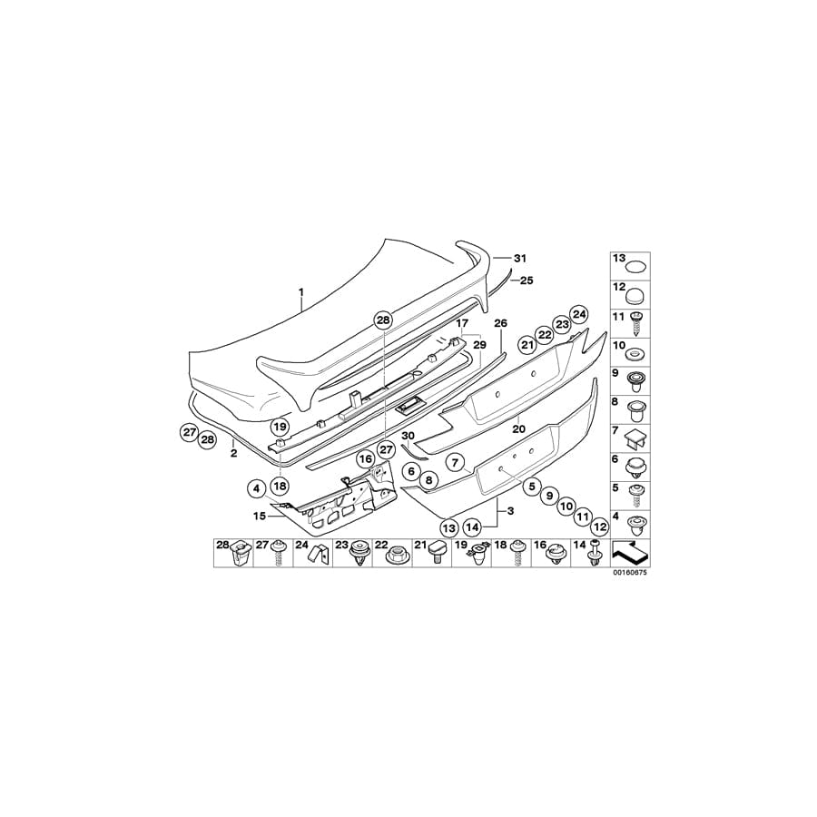 Genuine BMW 51137042936 E66 E67 E65 Finisher, Trunk Lid, Primed (Inc. 735Li, 740d & 730i)