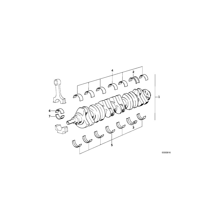 Genuine BMW 11211722437 E30 E12 E21 Guide-Bearing Shell Green 59,75mm(+0,25) (Inc. 325e, 520i & 320i)